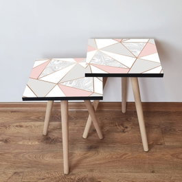 Hanah Home Mesa Nido de 2 Piezas - Rosa, Beige y Gris